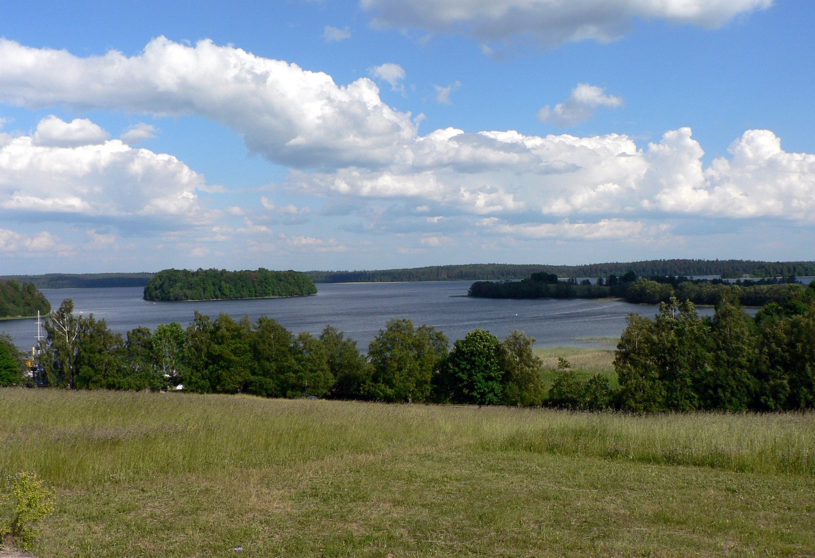 Platelių ežero panorama ir miškingos pakrantės